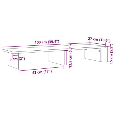 vidaXL sonoma tölgy színű szerelt fa monitorállvány 100 x 27 x 15 cm