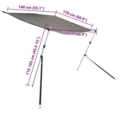 vidaXL antracit T-alakú árnyékolóhosszabbító 170 x 170 x (115-183) cm