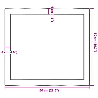 vidaXL sötétbarna kezelt tömör asztallap 60x50x(2-4) cm