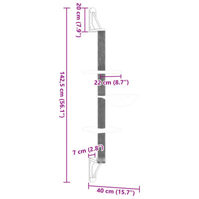 vidaXL krémszínű falra szerelhető kaparófa 142,5 cm