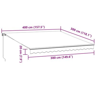 vidaXL antracitszürke-fehér LED-es kézi napellenző 400 x 300 cm