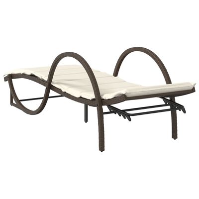 vidaXL barna polyrattan napozóágy párnával 60 x 199 x 42 cm