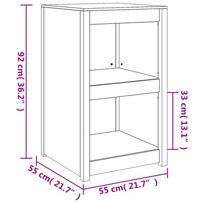 vidaXL fekete tömör fenyőfa kültéri konyhaszekrény 55x55x92 cm