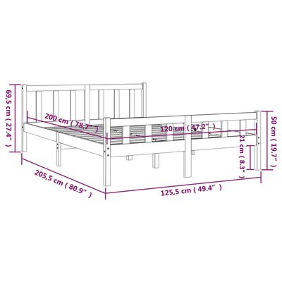 vidaXL tömör fa ágykeret matrac nélkül 120 x 200 cm