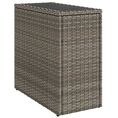 vidaXL szürke polyrattan kerti kisasztal üveg lappal 58 x 27,5 x 55 cm