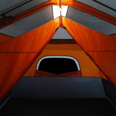 vidaXL 9 személyes szürke-narancs LED-es felugró családi sátor