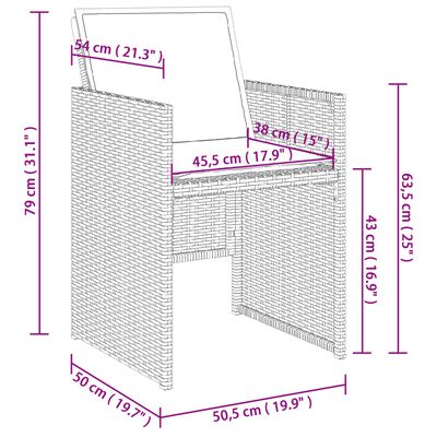 vidaXL 9 részes szürke polyrattan kerti étkezőgarnitúra párnával