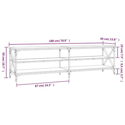 vidaXL szürke sonoma színű szerelt fa TV-szekrény 180 x 40 x 50 cm