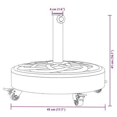 vidaXL görgős kerek napernyőtalp rúdhoz Ø38 / 48 mm 27 kg