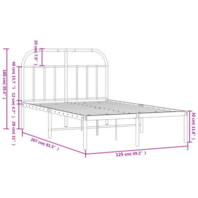 vidaXL fehér fém ágykeret fejtámlával 120 x 200 cm