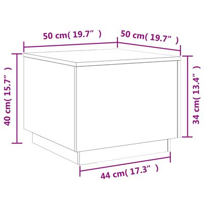 vidaXL barna tölgyszínű dohányzóasztal LED-lámpákkal 50 x 50 x 40 cm