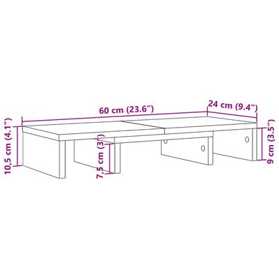 vidaXL kézműves tölgy szerelt fa állítható monitorállvány 60x24x10,5cm