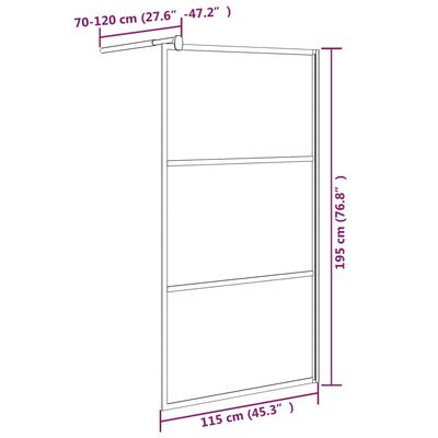 vidaXL fekete ESG üveg zuhanyfal kőmintával 115x195cm