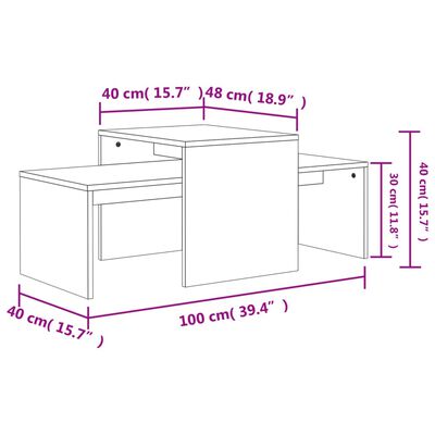 vidaXL betonszürke szerelt fa dohányzóasztal szett 100 x 48 x 40 cm