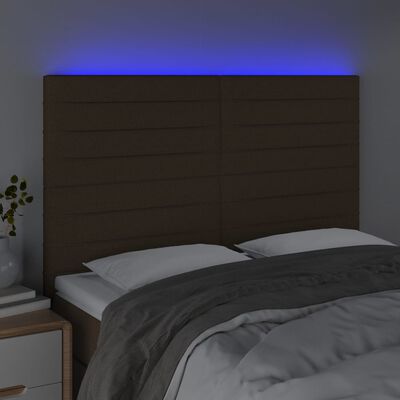 vidaXL sötétbarna szövet LED-es fejtámla 144x5x118/128 cm