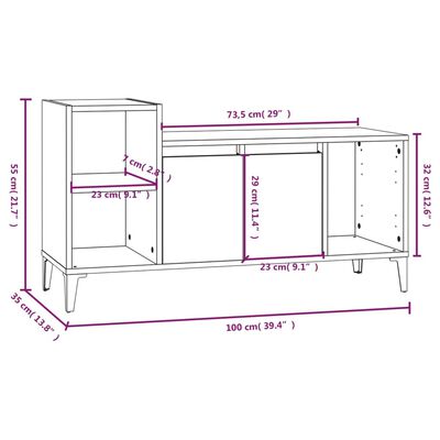 vidaXL szürke sonoma színű szerelt fa TV-szekrény 100x35x55 cm