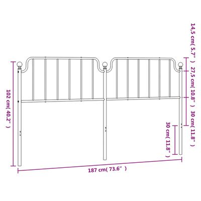 vidaXL fekete fém fejtámla 180 cm