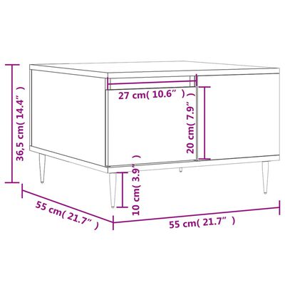 vidaXL sonoma tölgy színű szerelt fa dohányzóasztal 55 x 55 x 36,5 cm