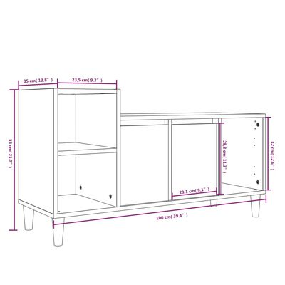 vidaXL fekete szerelt fa TV-szekrény 100x35x55 cm