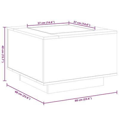 vidaXL fekete szerelt fa dohányzóasztal LED-lámpákkal 60 x 60 x 40 cm