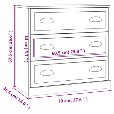 vidaXL fekete szerelt fa tálalószekrény 70x35,5x67,5 cm