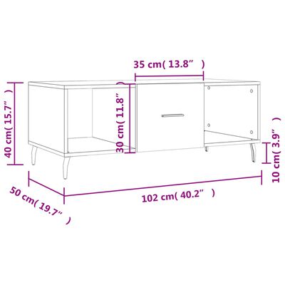 vidaXL sonoma tölgy színű szerelt fa dohányzóasztal 102 x 50 x 40 cm