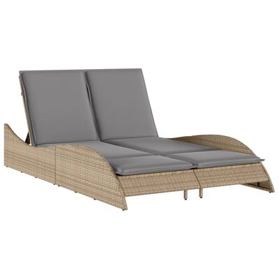 vidaXL bézs polyrattan napozóágy párnákkal 114x205x73 cm