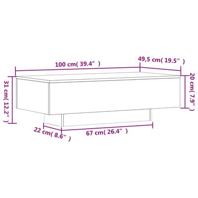 vidaXL magasfényű fehér szerelt fa dohányzóasztal 100 x 49,5 x 31 cm