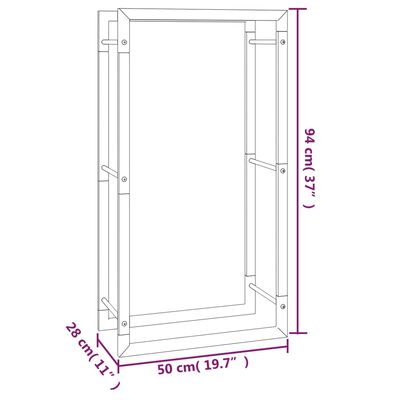 vidaXL fekete acél tűzifatároló állvány 50x28x94 cm