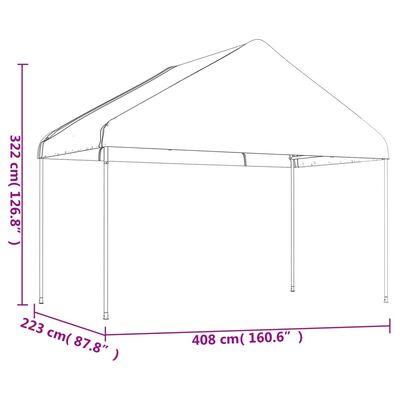 vidaXL fehér polietilén pavilon tetővel 13,38 x 4,08 x 3,22 m