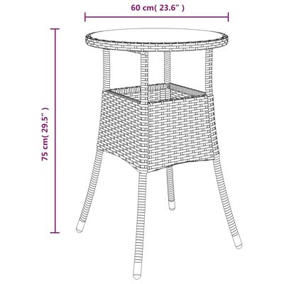 vidaXL 3 részes bézs polyrattan/üveg kerti étkezőgarnitúra párnákkal