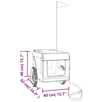 vidaXL fekete oxford szövet és vas kisállatszállító kerékpár-utánfutó