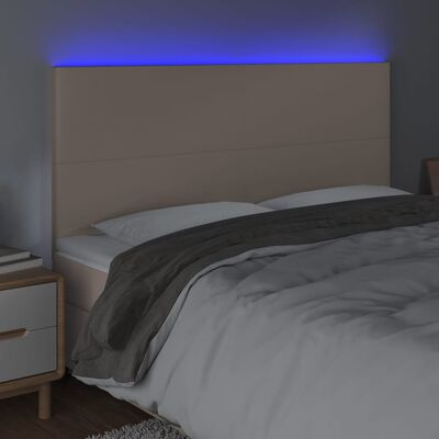 vidaXL cappuccino műbőr LED-es fejtámla 180x5x118/128 cm