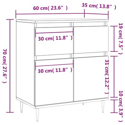 vidaXL szürke sonoma színű szerelt fa tálalószekrény 60 x 35 x 70 cm