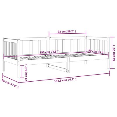 vidaXL fehér tömör fenyőfa kanapéágy matrac nélkül 90 x 190 cm