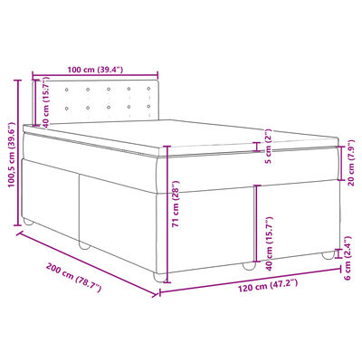 vidaXL tópszínű szövet rugós ágy matraccal 120 x 200 cm