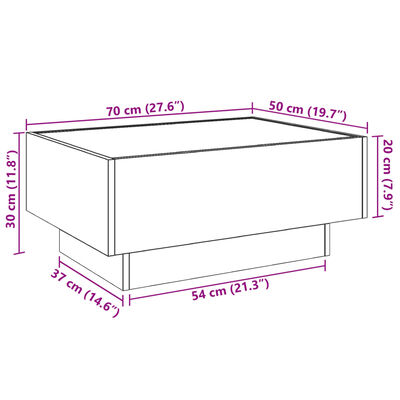 vidaXL sonoma tölgy szerelt fa dohányzóasztal LED-del 70 x 50 x 30 cm