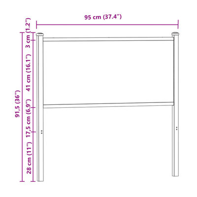 vidaXL füstös tölgy színű szerelt fa és acél fejtámla 90 cm