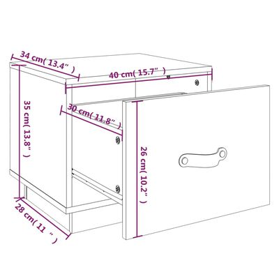 vidaXL 2 db fehér tömör fenyőfa éjjeliszekrény 40 x 34 x 35 cm