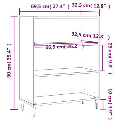 vidaXL magasfényű fehér szerelt fa polcos szekrény 69,5 x 32,5 x 90 cm