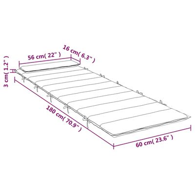 vidaXL piros oxford-szövet napozóágypárna 180 x 60 x 3 cm