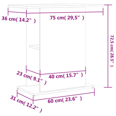 vidaXL szürke sonoma szerelt fa akváriumi állvány 75x36x72,5 cm