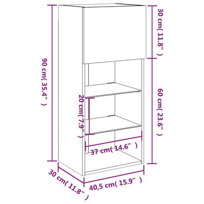 vidaXL füstös tölgy színű TV-szekrény LED-világítással 40,5x30x90 cm