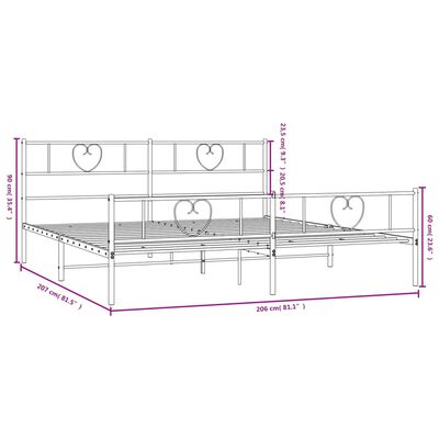 vidaXL fekete fém ágykeret fej- és lábtámlával 200 x 200 cm