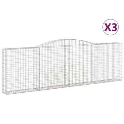 vidaXL 3 db íves horganyzott vas gabion kosár 400x30x120/140 cm