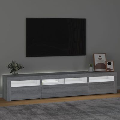 vidaXL szürke sonoma színű TV-szekrény LED-lámpákkal 210x35x40 cm