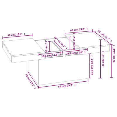 vidaXL betonszürke szerelt fa dohányzóasztal 80 x 55 x 40 cm