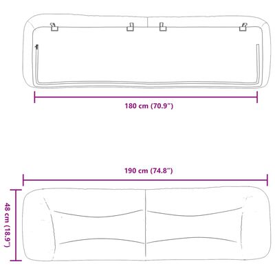 vidaXL cappuccino színű műbőr fejtámla párna 180 cm