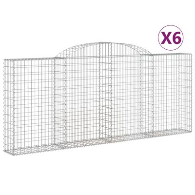 vidaXL 6 db íves horganyzott vas gabion kosár 300x30x120/140 cm