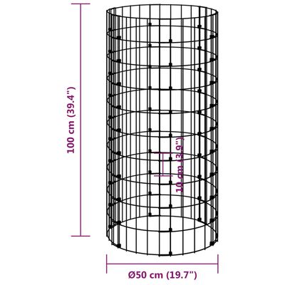 vidaXL kör alakú horganyzott acél gabion oszlop Ø50 x 100 cm